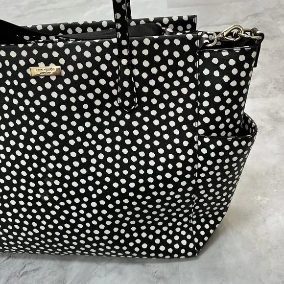 Kate Spade Baby Diaper Bag Black Polka‎ Dot Kaylie Changing Pad Shoulder Strap - Picture 4 of 16